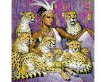 Девушка с гепардами (алмазная мозаика)  ml-mgm-mt-my-mz avmn