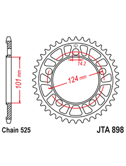 Звезда ведомая алюминиевая JT JTA898.38 (JTA898-38) (A898-38) для KTM Road
