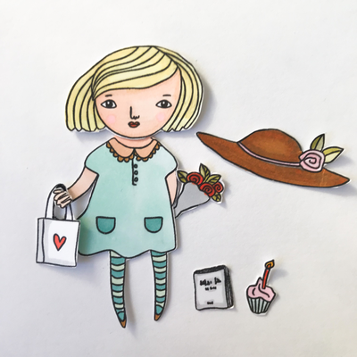 Набор штампов для скрапбукинга "Девочка-весна"