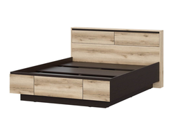 Берген кровать 1,6м с ящиками для хранения и кроватным столиком Дуб делано/Венге (с настилом)