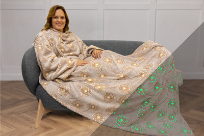 Плед с рукавами "Цветы" светящийся из микрофибры (велсофта)