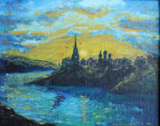 "Пейзаж" холст на картоне масло Алексашенко М.В. 1992 год