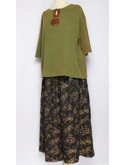 Джемпер ХЛОПОК "Цветной разрез винтаж" хаки, шоколад до р.54