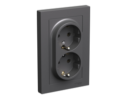 Розетка Systeme Electric AtlasDesign Базальт с/з двойная, 16А ATN001424