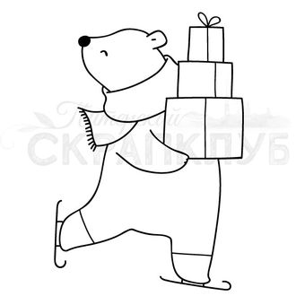 ФП штамп &quot;Медведь с подарками&quot;
