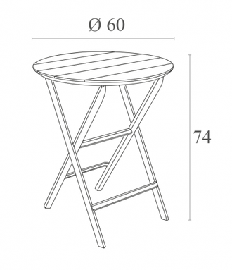 Стол пластиковый складной Helen Folding Table Ø60, марсала, Ø600х740 мм