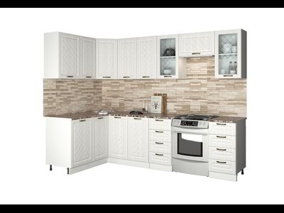 Кухня "Агава" 1,4х2,8м угловая МДФ ( лиственница светлая)