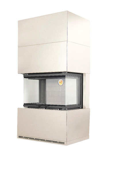 Камин Родос 800 черный / графит / слоновая кость, белый /черный шамот, Экокамин (Россия)