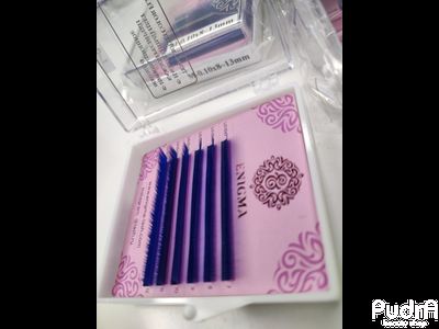 Цветные ресницы Enigma МИКС "Синий" 6 линий M 0.10 8-13 mm