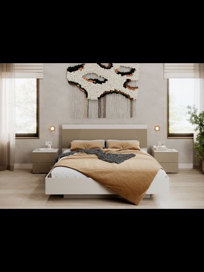 Атлантис Кровать КР-001 (сп.место 1.6х2.0м) Кашемир / МДФ - матовая Флан GA-06 ( с основанием)