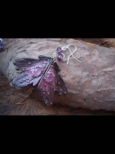 Волшебные серьги с аметистом "Крылышки Причудливой Феи"