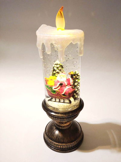 Большая LED Свеча новогодняя музыкальная,  31*11*11см, ДВА ВИДА: Дед Мороз в санях/Снеговик