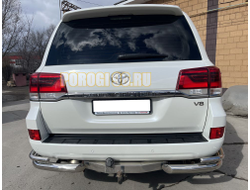 Защита заднего бампера угловая двойная d 76/42 для Toyota Land Cruiser 200 2007-2012