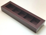 Коробка для 5 конфет с пластик. кр. (шоколад), 235*70*30мм