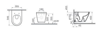 Комплект: Подвесной безободковый унитаз Vitra Integra Round, с тонким сиденьем с микролифтом, инсталяцией и панелью управления, 9856B003-7205