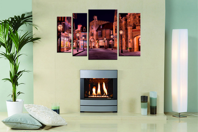 Модульная картина "По ночной улочке"