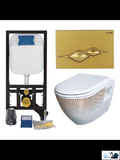 Creavit Set Terra Gold Points Ufo Gold - комплект инсталляции, унитаза Золото Круги купить у Marysя