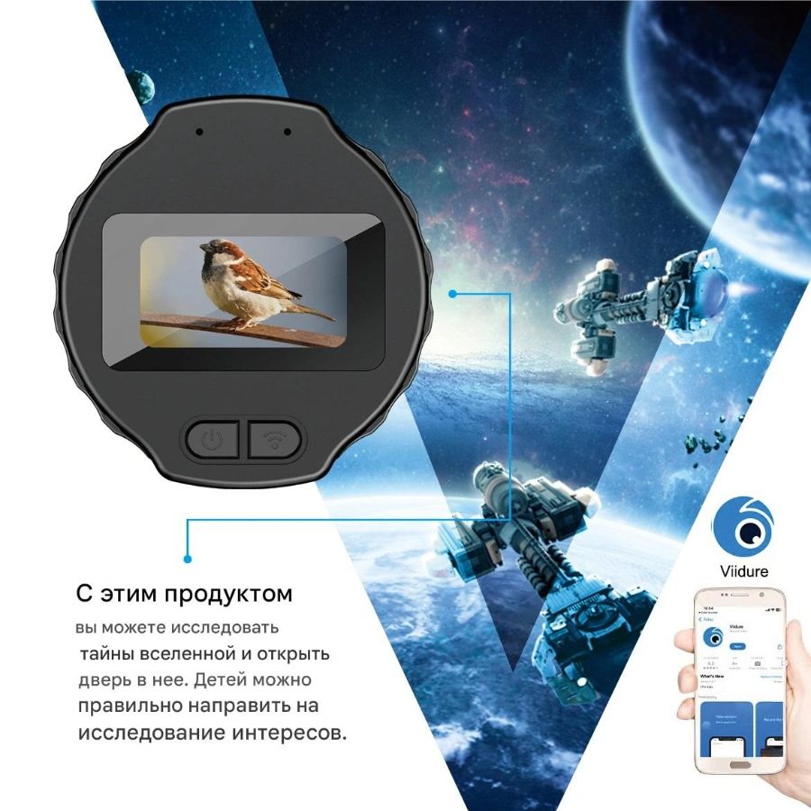 Wi-Fi видеокамера-окуляр для монокуляра, телескопа, бинокля. 2K/1080P HD. c DVR с монитором.