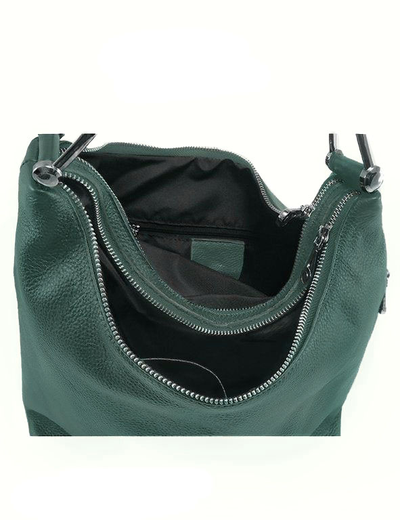 (АРТИКУЛ: 9812/1/82) СУМКА МЕШОК ЖЕНСКАЯ, СРЕДНЕГО РАЗМЕРА, НАТУРАЛЬНАЯ КОЖА, ТЕМНО-ЗЕЛЕНАЯ, ДВА ОТДЕЛЕНИЯ, РУЧКА И РЕМЕНЬ ЧЕРЕЗ ПЛЕЧО