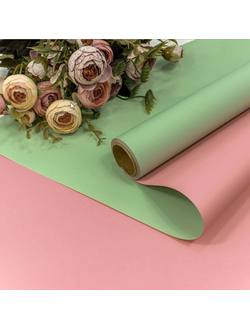 Пленка матовая двусторонняя (зеленая/бл. розовая, 60мкм), 58см*10м