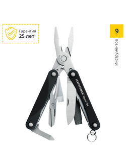 Мультитул LEATHERMAN SQUIRT PS4, 9 функций,  черный [831233]