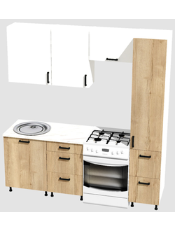 Кухня Эконом 1,5 метра с колонкой (1100х400) Цвет: Белый/Дуб Вотан