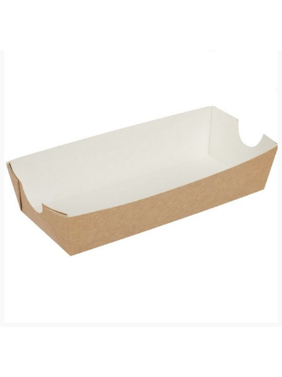 Лоток для хот-дога/картофеля (крафт/белый), 165*70*40мм