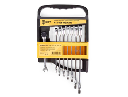 Набор гаечных комбинированных трещоточных ключей НТК-8 (8-19) серия KBT-PROFESSIONAL для монтажа гаек и болтов с шестигранной головкой