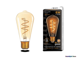 Gauss LED Filament ST64 Flexible Golden 6w 824 E27