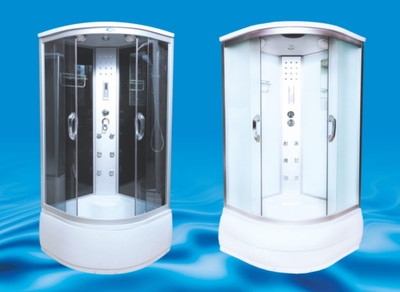 Душевая кабина Водный Мир ВМ-8808, Высокий поддон, задние стекла чёрные, передние стекла тонированные, 100x100x215 см.