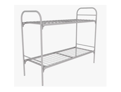 Металлическая двухъярусная кровать «Бюджет»КА-2-1 (700 х 1900, сетка 100 х 100), цвет серый