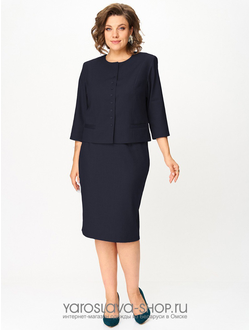 Модель: 3165.Женский юбочный костюм глубокого синего цвета