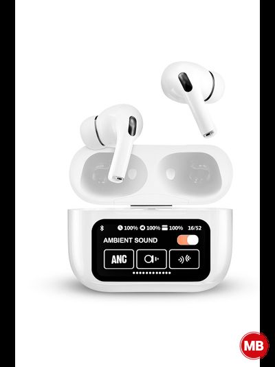 Беспроводные наушники с экраном на кейсе