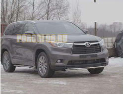 Комплект Защита заднего бампера d75х42 овальная+защита переднего бампера d75х42 овальная для Toyota Highlander 2014-…