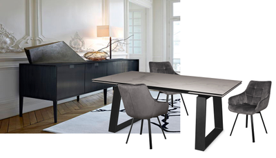 LEONARDO черный / керамика мрамор 200(+50+50)x100