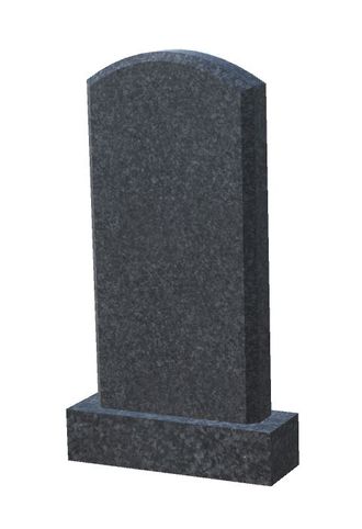 На фото прямоугольный памятник из гранита с верхом из полукруга с СПб