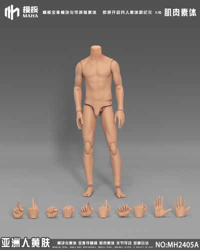 Модульное тело с шеей (загорелое) - 1/6 muscle body style (MH2405A) - MAHA studio