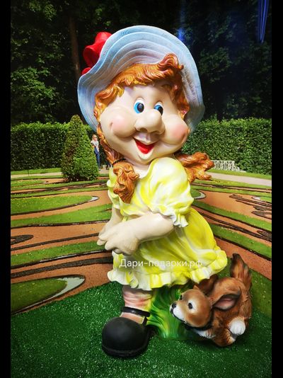 Девочка Гном с собакой 71*48см   6кг   полистоун Россия  6098/012586*