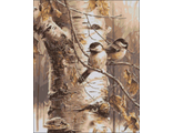 Синицы на ветке (воробьи на березе) (алмазная мозаика)  mgm-mu avmn