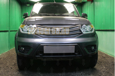 Защита радиатора УАЗ Патриот (рестайлинг 2) 2014-2016 (5 частeй) chrome