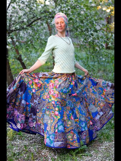 Юбка лоскутная из штапеля &quot;Небесная лазурь&quot;