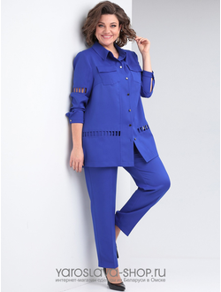 Модель: 370.Женский брючный комплект-двойка, в синем оттенке.