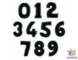 Цифра черная 102 см - 0,1,2,3,4,5,6,7,8,9 ( шар + гелий + лента )
