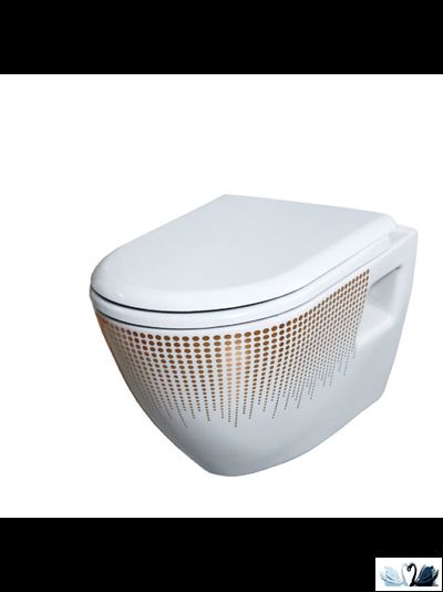 Унитаз CREAVIT Terra Gold Points TP325.001T0 c инсталляцией - комплект с сиденьем микролифт, клавишей Ufo Gold (TP325-11CB00E-NA00+GR5003.01+GP1006.00 + KC0103.03.0000E)