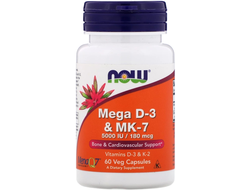 (NOW) MEGA D-3 & MK-7 / 5000 IU & 180 mcg - (60 капс)