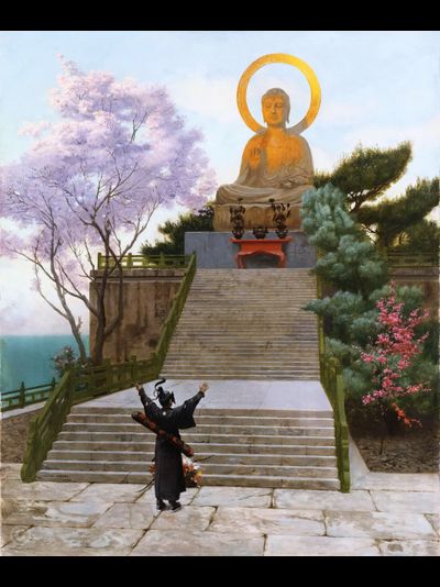 Картина обогреватель, репродукция Жан-Леона Японец, молящийся божеству