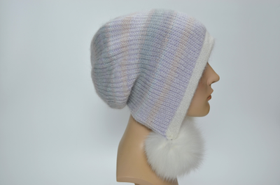 Шапка ушанка из мохера и альпаки