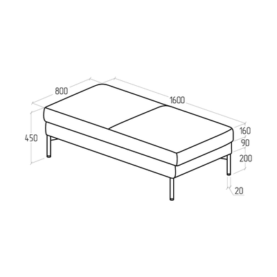 Банкетка Everprof Gamma угловая двухместная Экокожа Черный