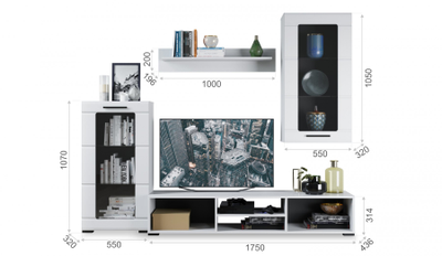 Гостиная Рио-1, белый глянец