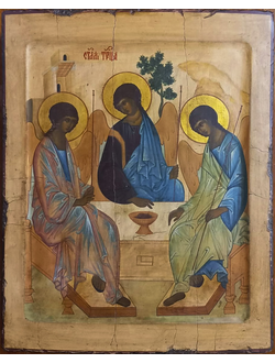 Троица Пресвятая. Рукописная икона. 22х28см.